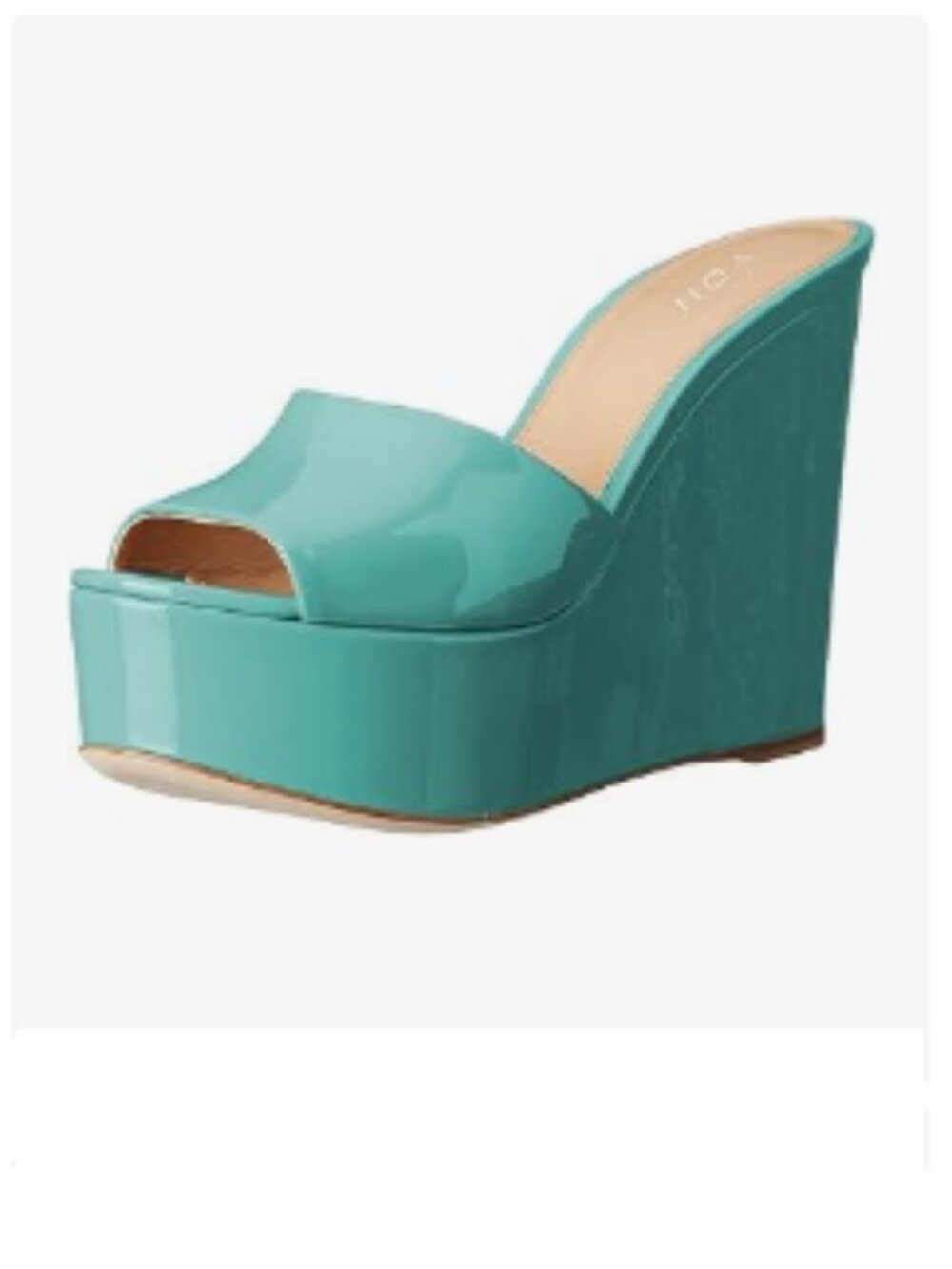 YDN Turquoise High Heels Platform Mules Peep Toe Clogs Slip on Wedge Sandals